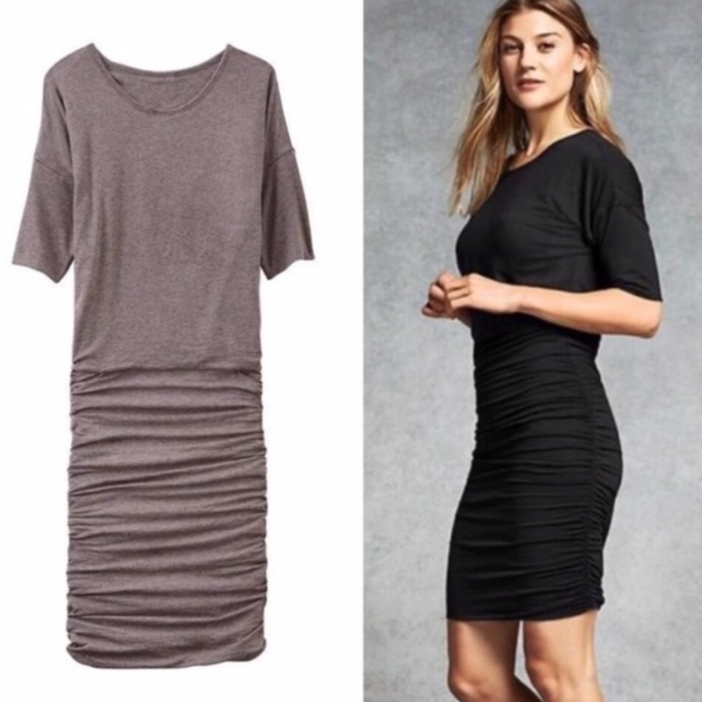 Athleta Gray Ruched Tee Dress S